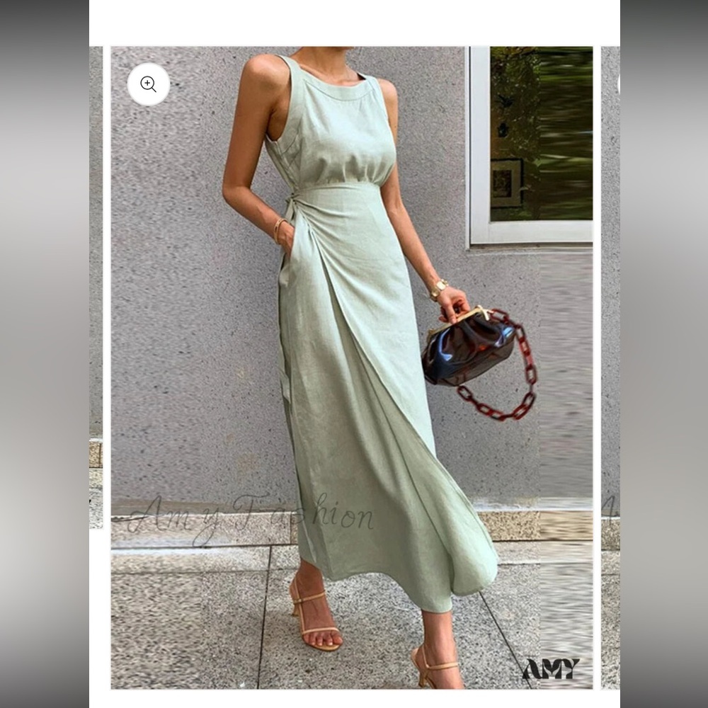 NWT Cotton Linen Wrap sleeveless beach dress